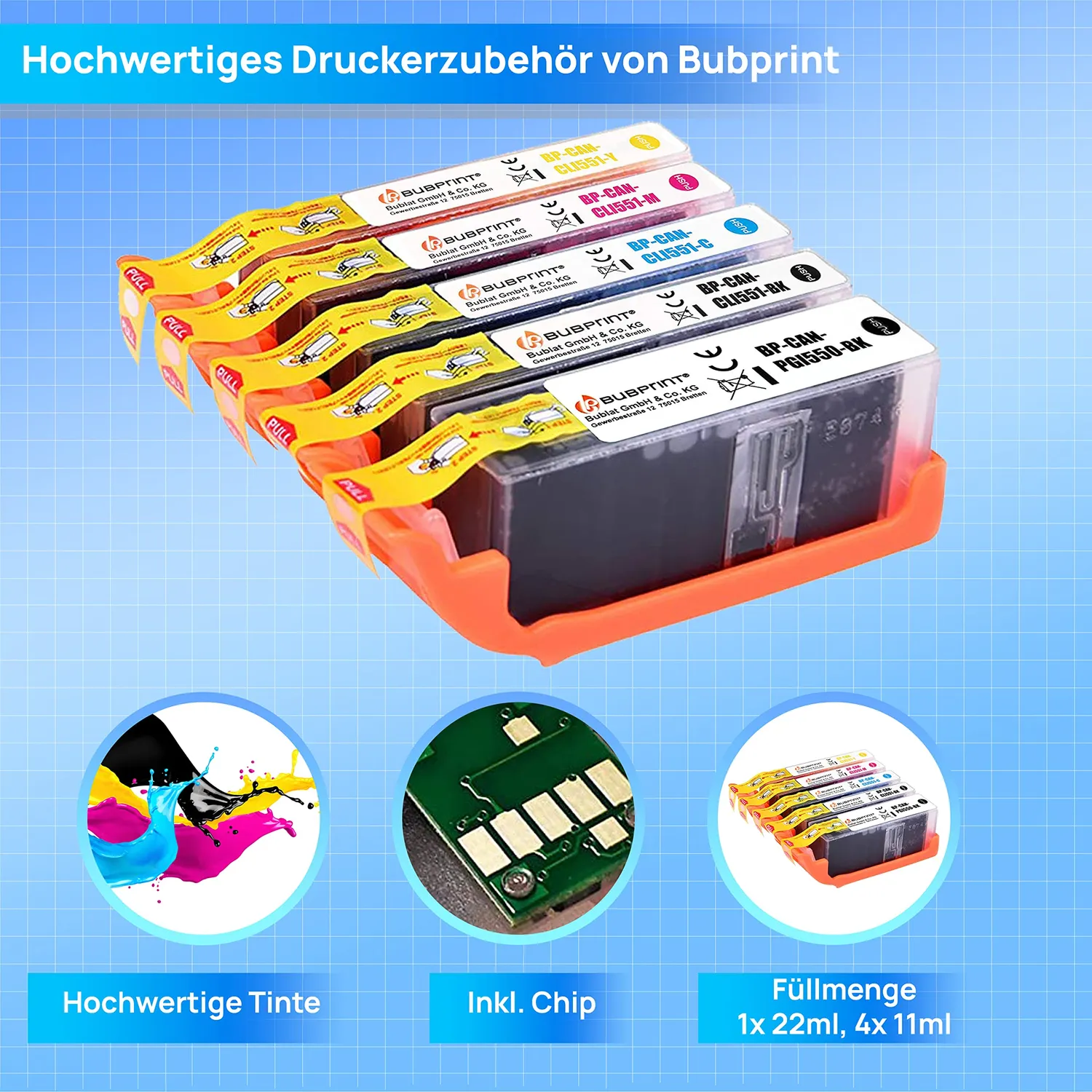 Bubprint PGI-550 CLI-551 XL Druckerpatronen kompatibel