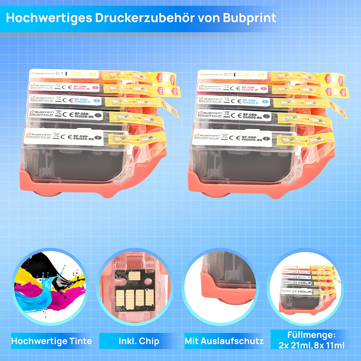 Bubprint PGI-525 CLI-526 Druckerpatronen Multipack
