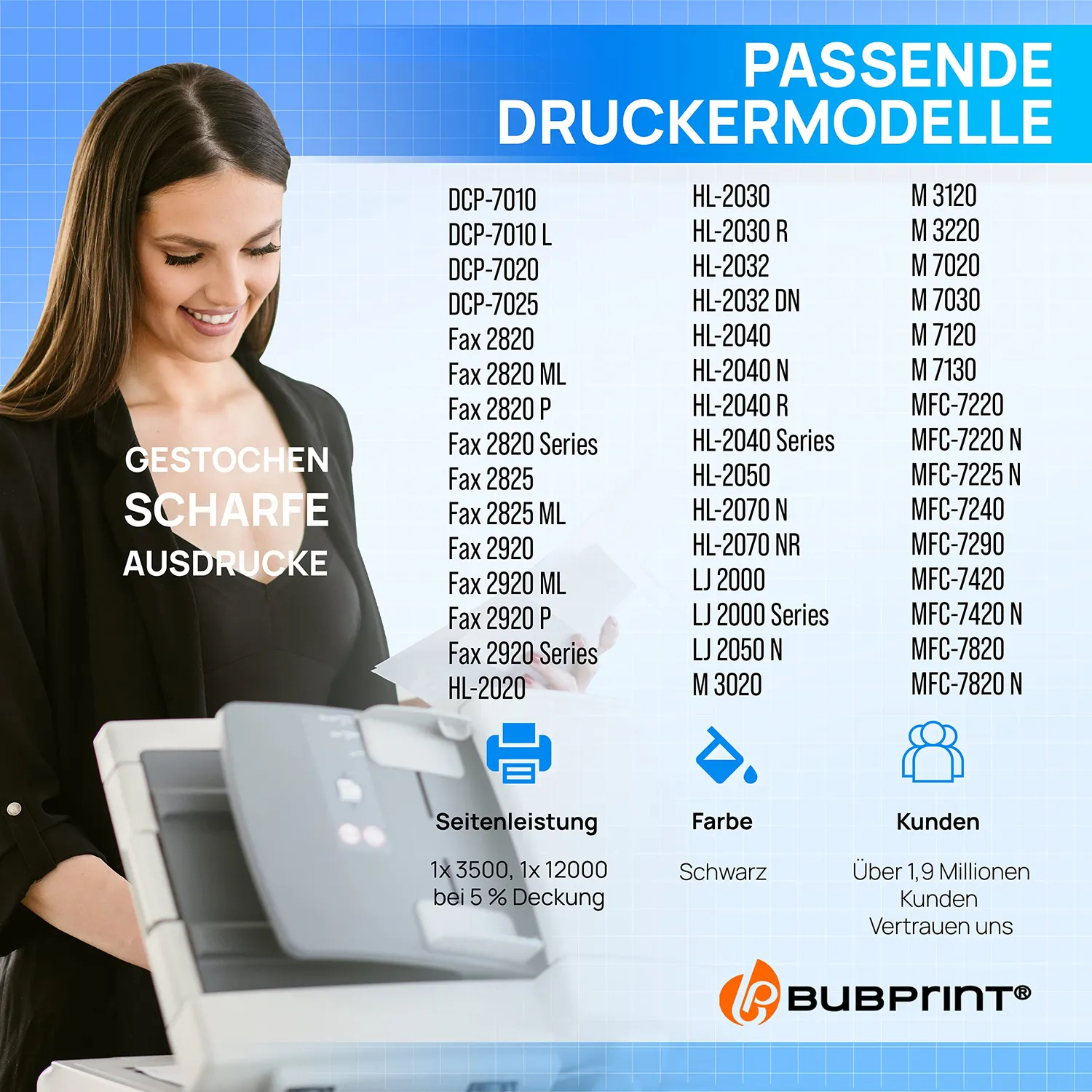 Bubprint TN-2000 DR-2000 Toner und Trommel kompatibel