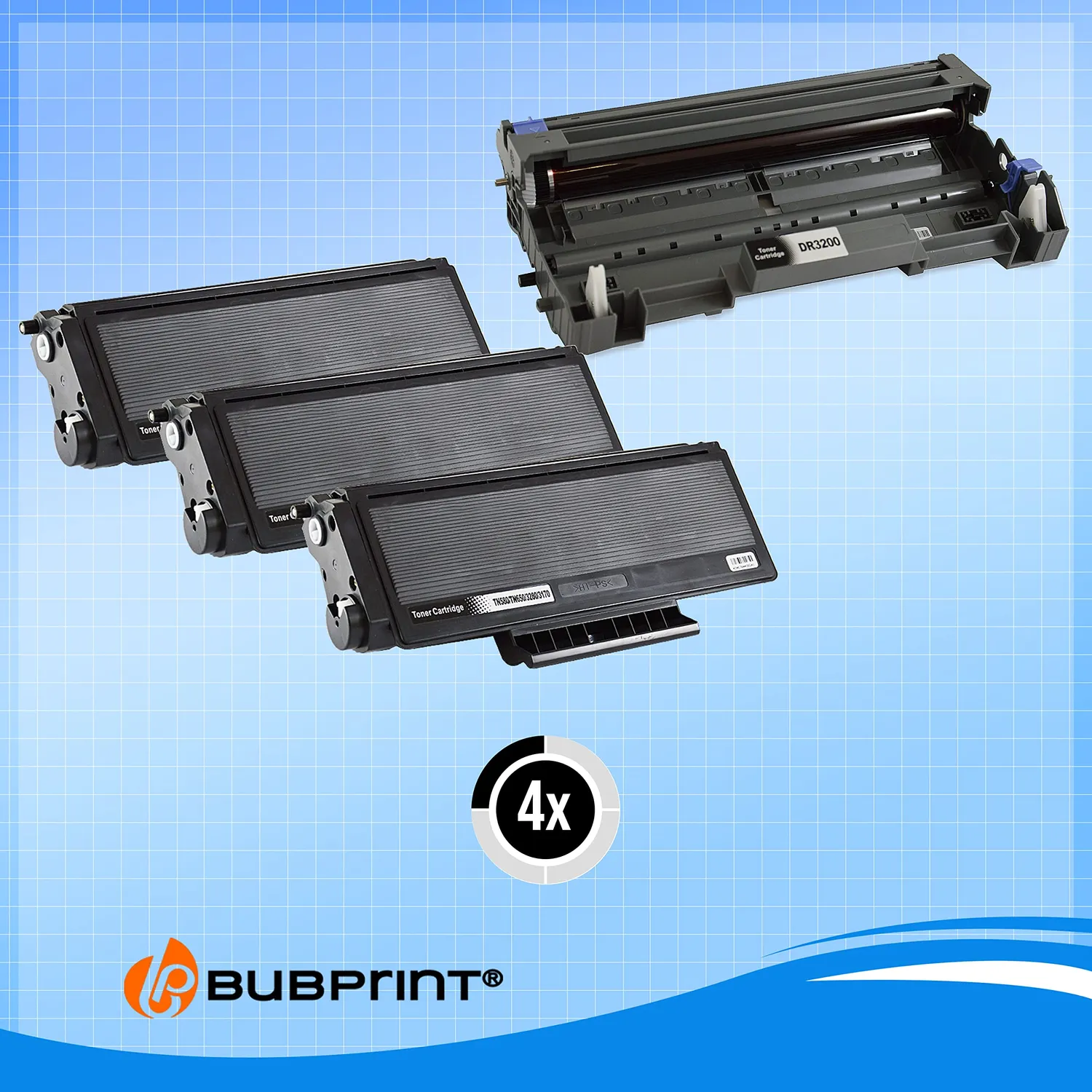 Bubprint TN-3280 DR-3200 Toner-Trommel-Set Schwarz 4-teilig