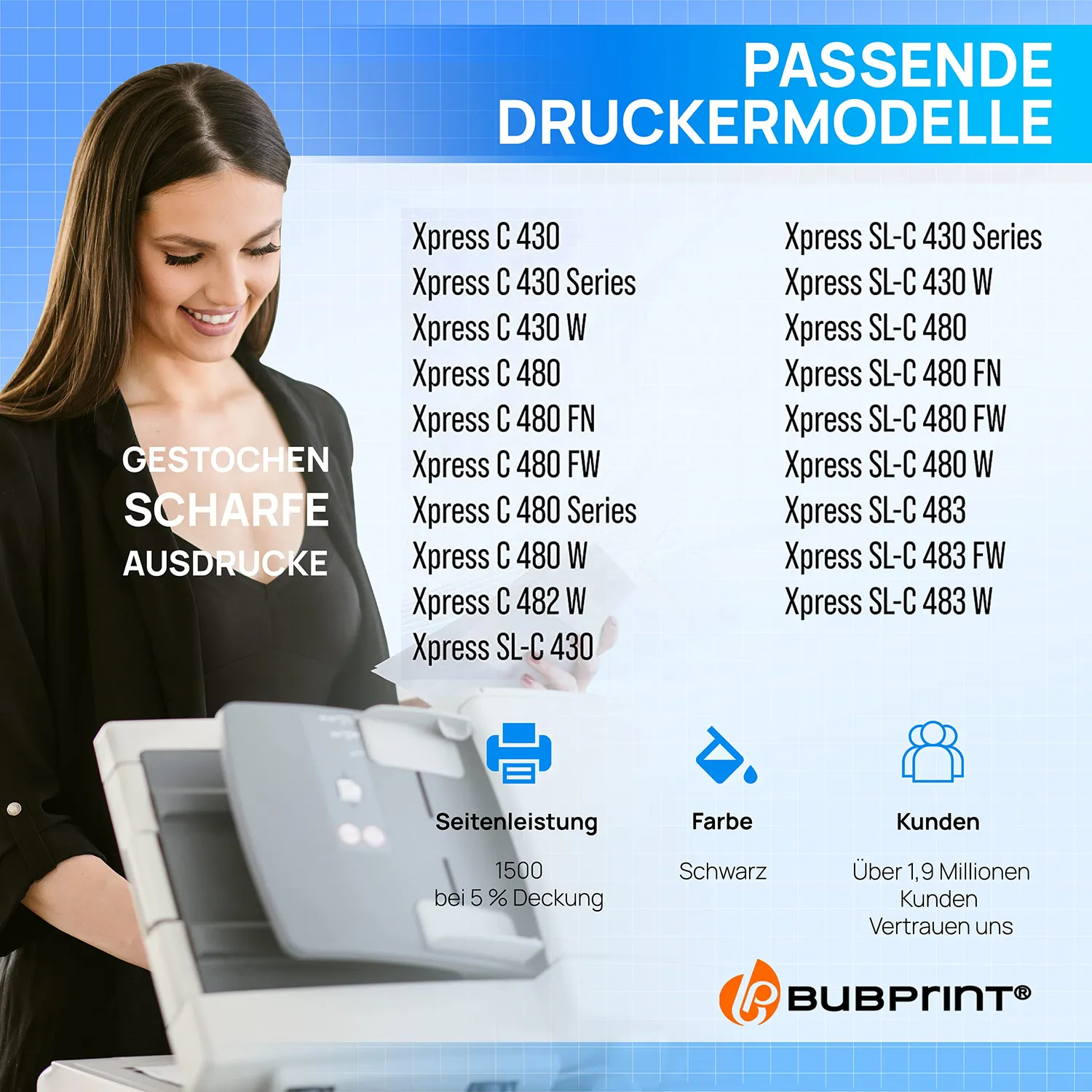 Bubprint CLT-K404S Toner Xpress C480 Laser