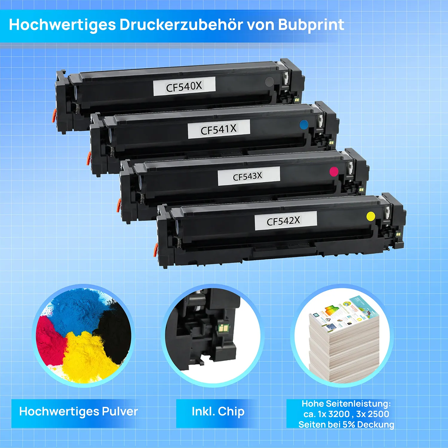 Bubprint 203X 203A Toner 4er Pack hohe Reichweite