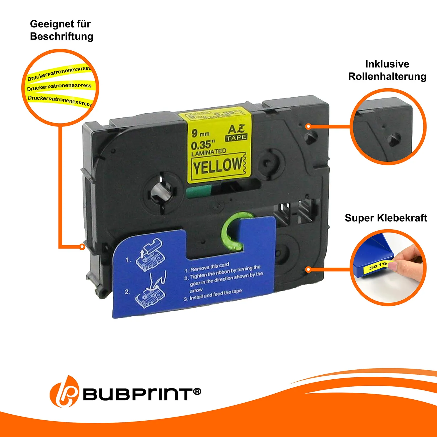 Bubprint TZE-631 Schriftband 12mm kompatibel