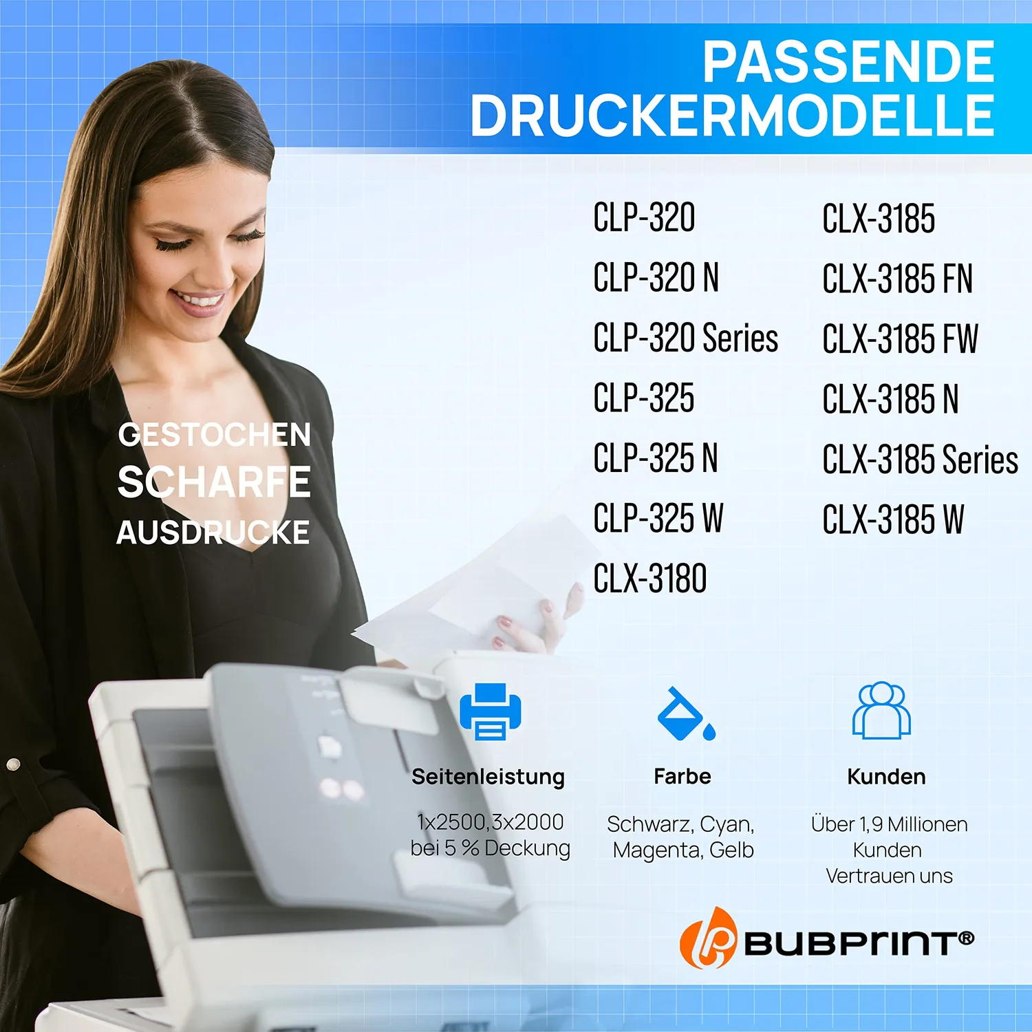 Bubprint CLT-P4072C Toner 4er-Pack Schwarz Cyan Magenta Gelb