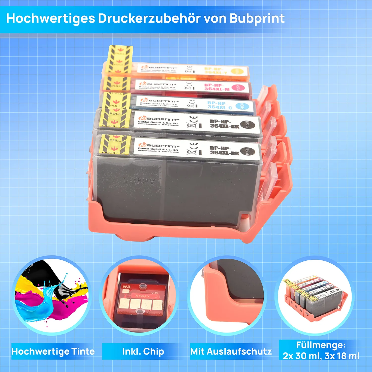 Bubprint 364XL Druckerpatronen 5er Pack kompatibel für HP