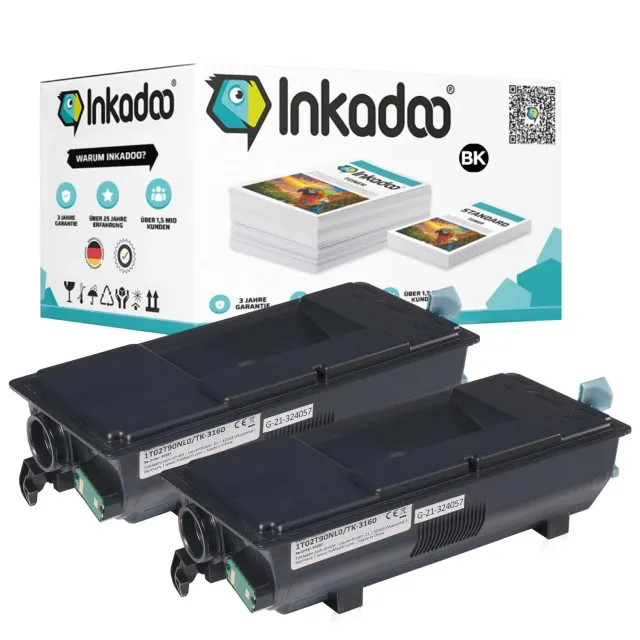 Inkadoo Kyocera TK-3160 1T02T90NL0 Toner Doppelpack kompatibel