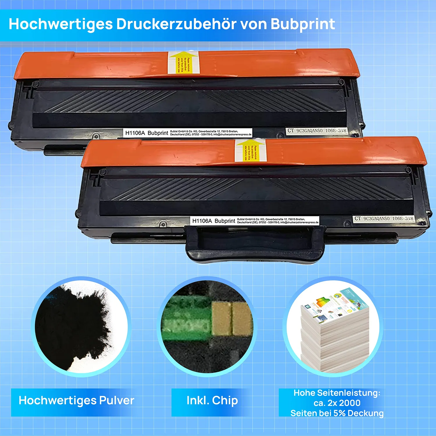 Bubprint 106A W1106A Toner Schwarz 2er Pack XXL kompatibel