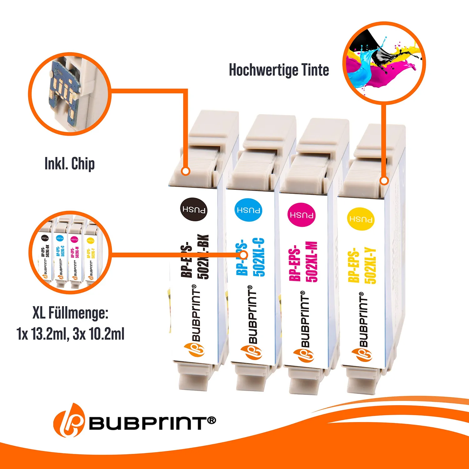 Bubprint 502XL Druckerpatronen 4er Multipack