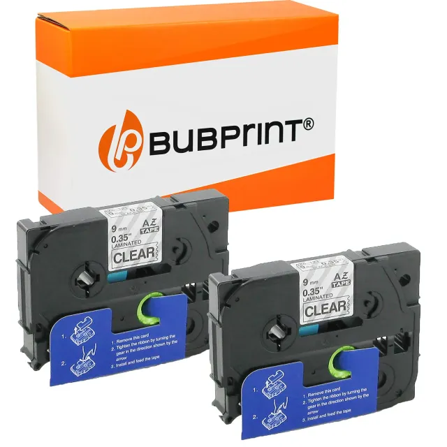 Bubprint TZE-121 Schriftband Schwarz Transparent