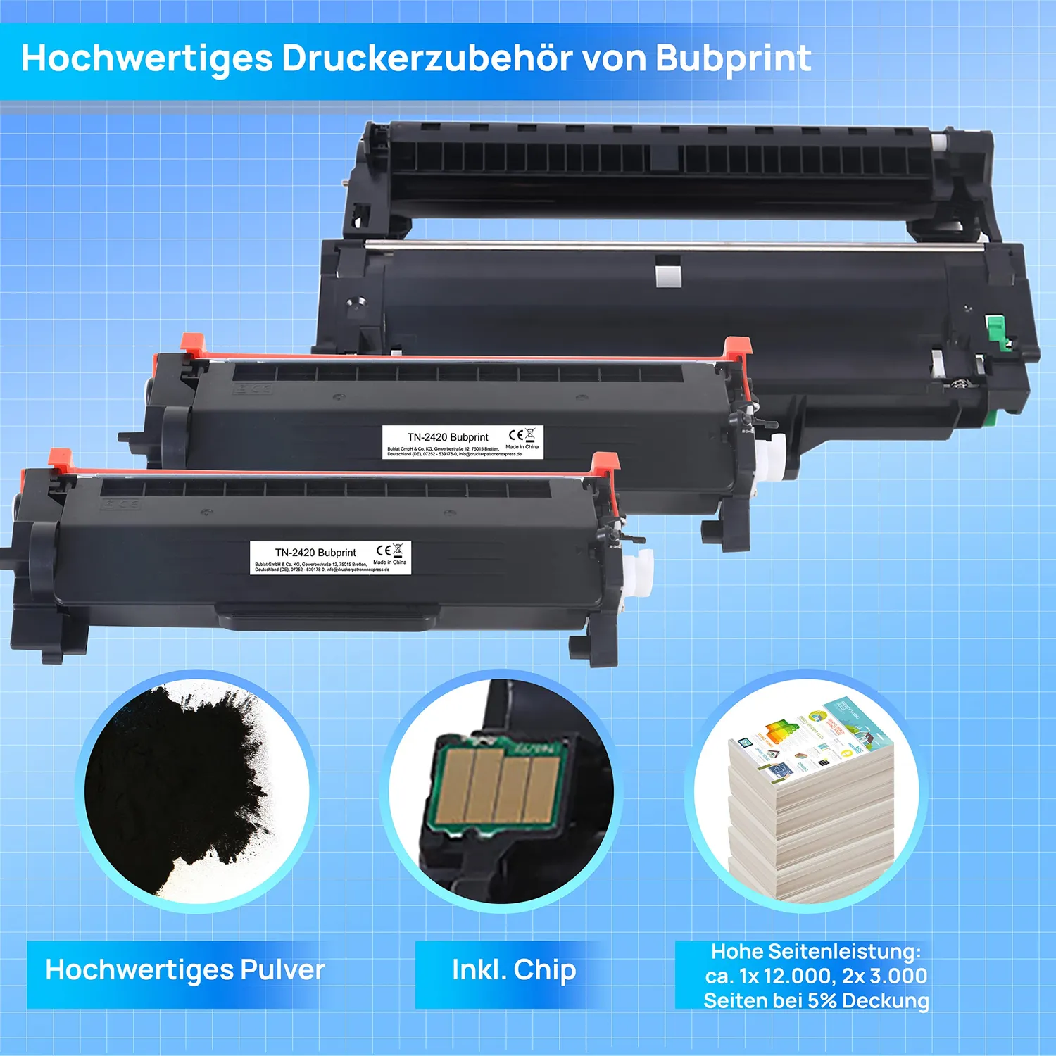 Bubprint TN2420 DR2400 Toner Trommel Set schwarz XXL kompatibel