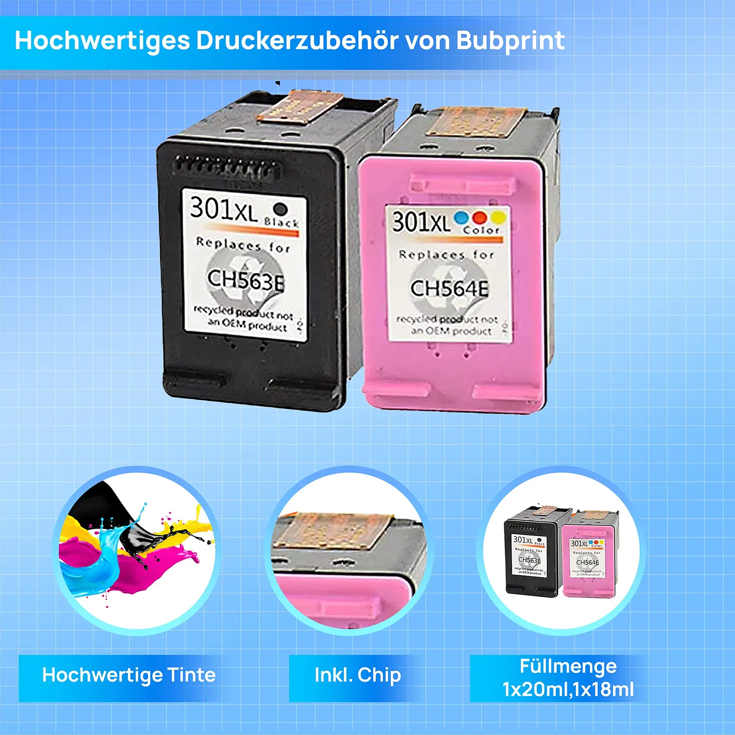 Bubprint 301XL Druckerpatronen 2er kompatibel