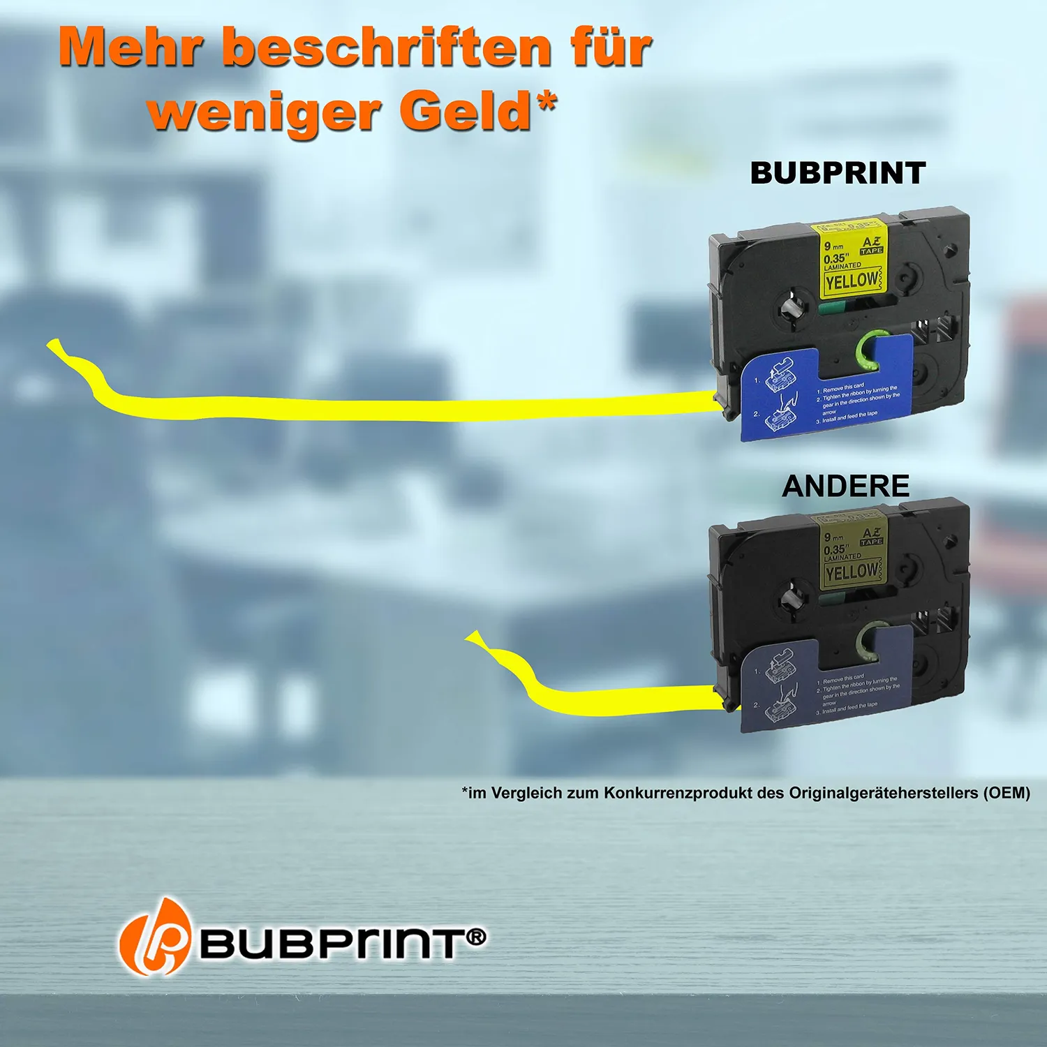 Bubprint TZE-631 Schriftband 12mm kompatibel