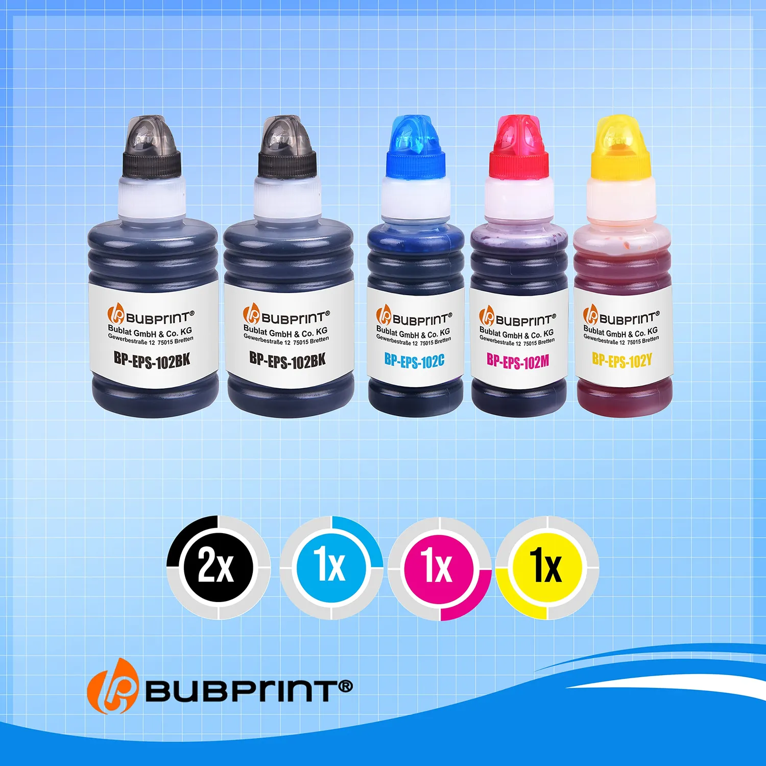 Bubprint 102 Tintenflaschen EcoTank Multipack kompatibel