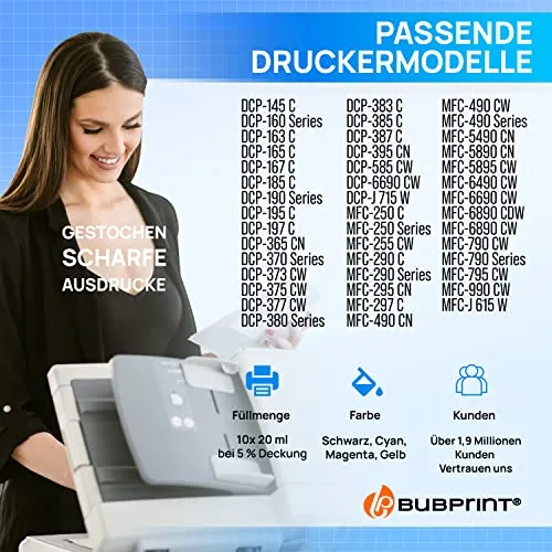 Bubprint Brother LC-1100 LC-980 Druckerpatronen 10er-Pack kompatibel