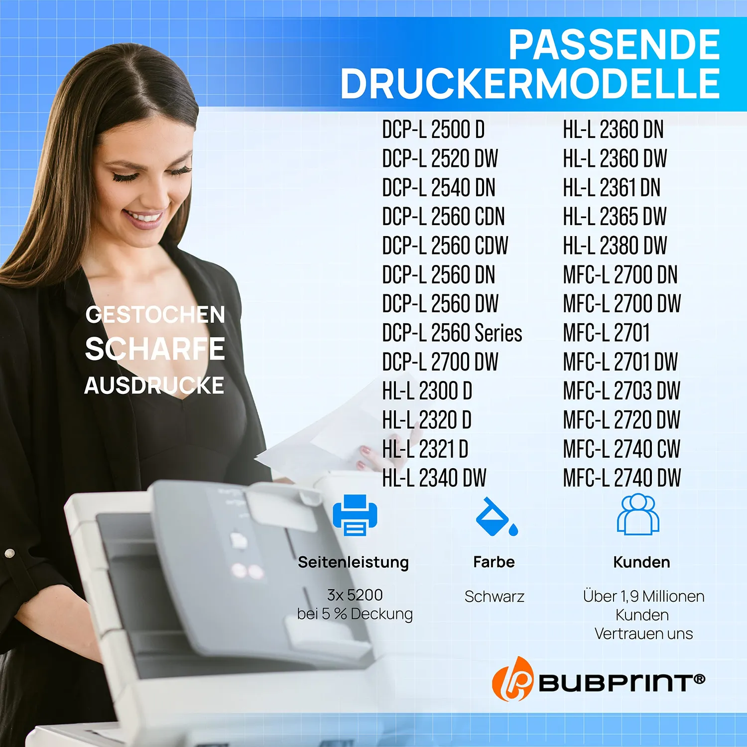 Bubprint TN-2320 XXL TN-2310 Toner Schwarz 3er Pack kompatibel