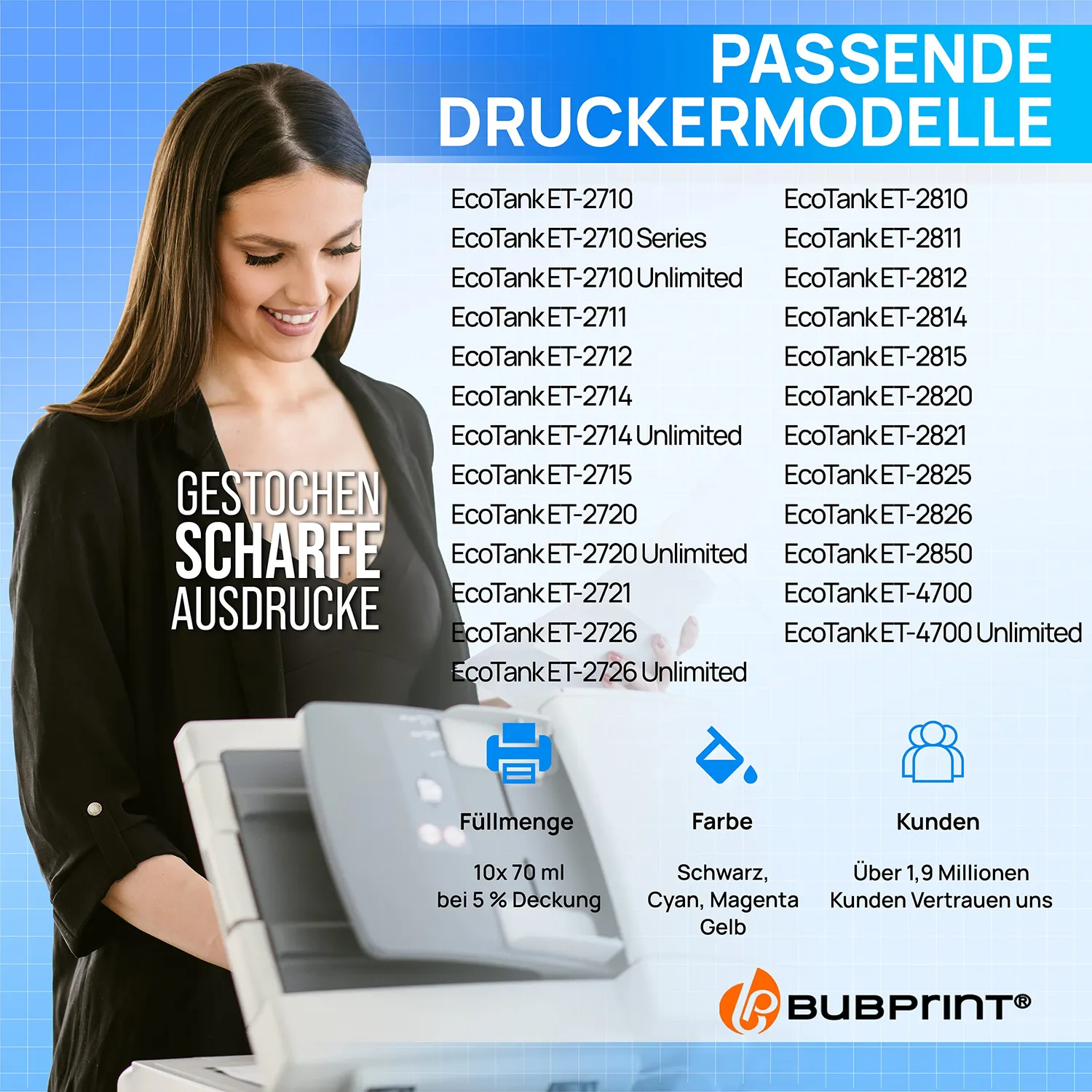 Bubprint 104 Tintenpatronen kompatibel für Epson EcoTank