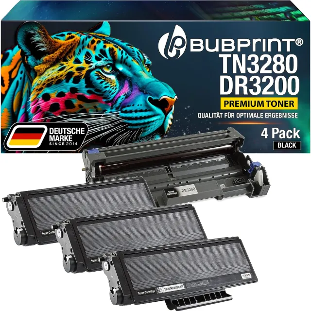 Bubprint TN-3280 DR-3200 Toner-Trommel-Set Schwarz 4-teilig