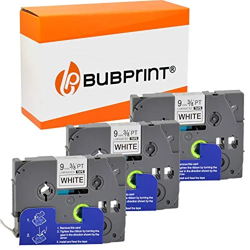 Bubprint TZE-221 Schriftband 9mm Schwarz-Weiß Multipack