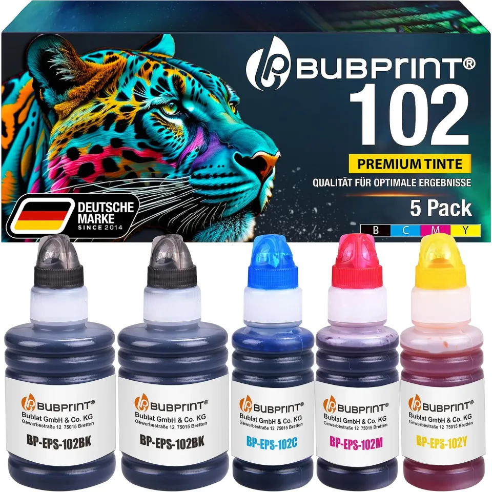 Bubprint 102 Tintenflaschen EcoTank Multipack kompatibel