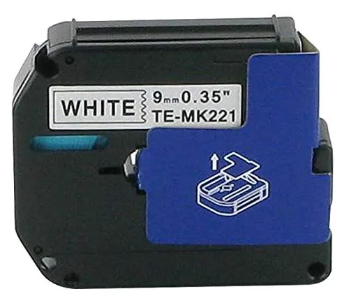 Bubprint M-K221 Schriftband Schwarz auf Weiß 9mm x 8m
