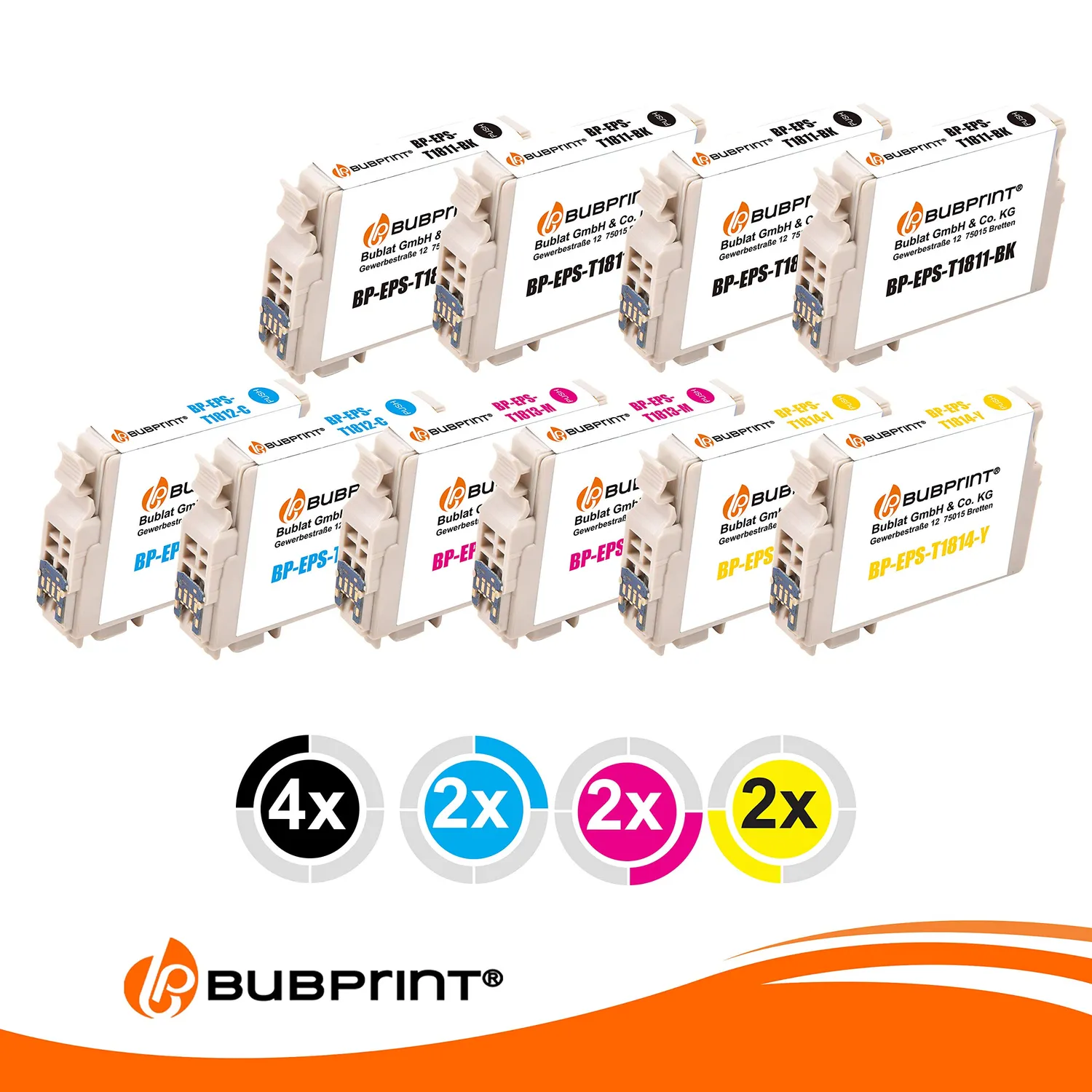 Bubprint 18XL T1811-T1814 Tintenpatronen 10er Pack