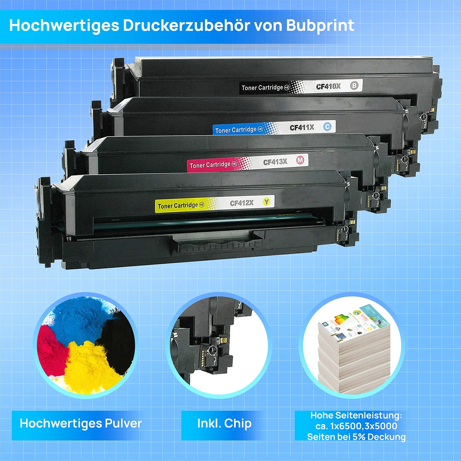 Bubprint 410X CF410X Toner 4er Multipack XXL