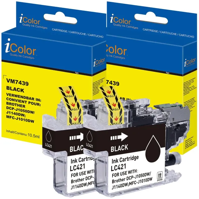 iColor LC421BK Tintenpatronen 2er-Set schwarz kompatibel