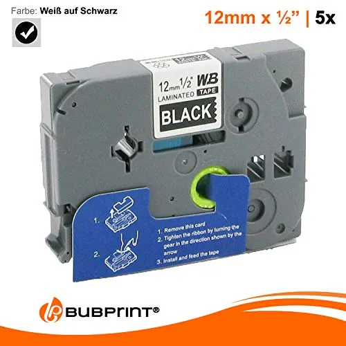 Bubprint TZE-335 Schriftband 5er Pack Weiß-Schwarz kompatibel