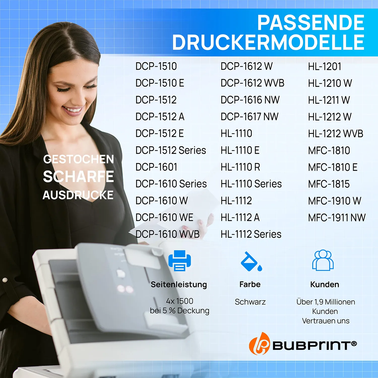 Bubprint TN-1050 Toner Multipack Schwarz kompatibel