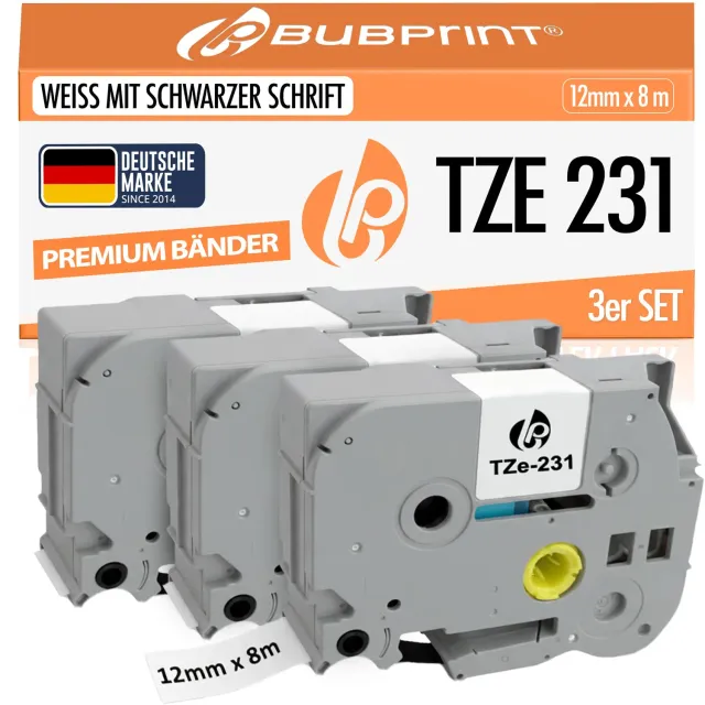 Bubprint TZE-231 Schriftband 12 mm kompatibel