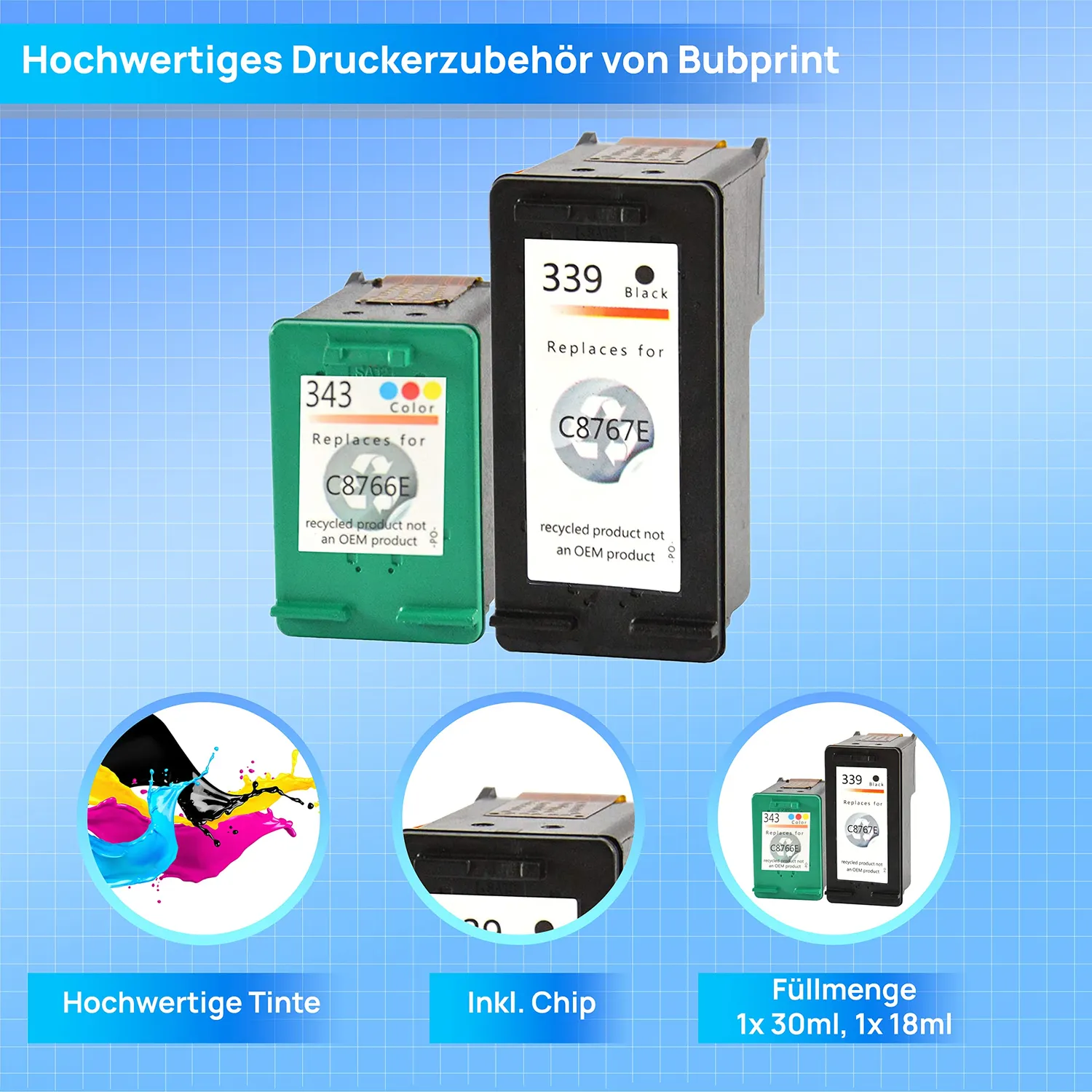 Bubprint 339 343 Druckerpatronen 2er-Pack kompatibel