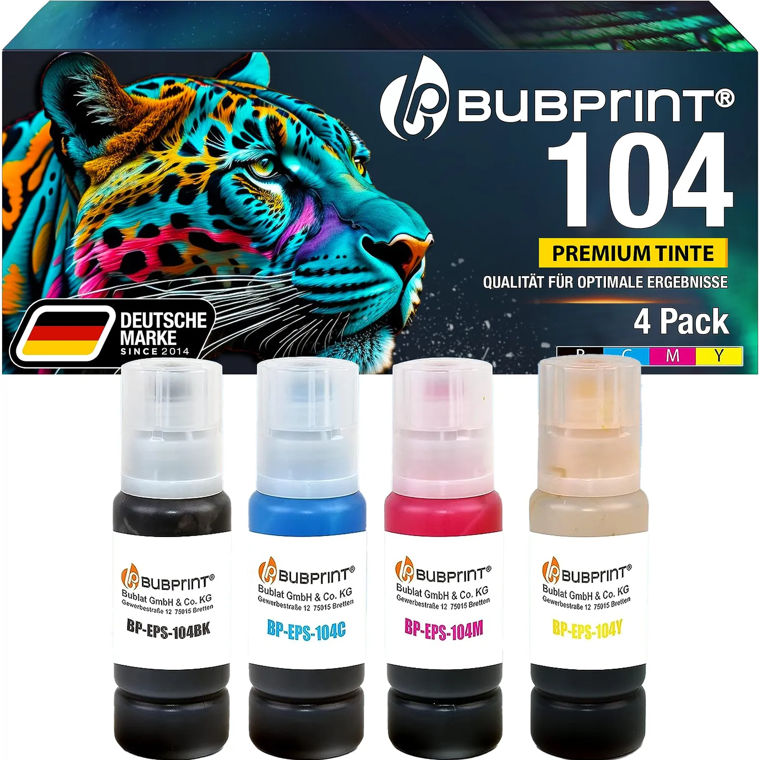 Bubprint 104 Tintenpatronen kompatibel für Epson EcoTank