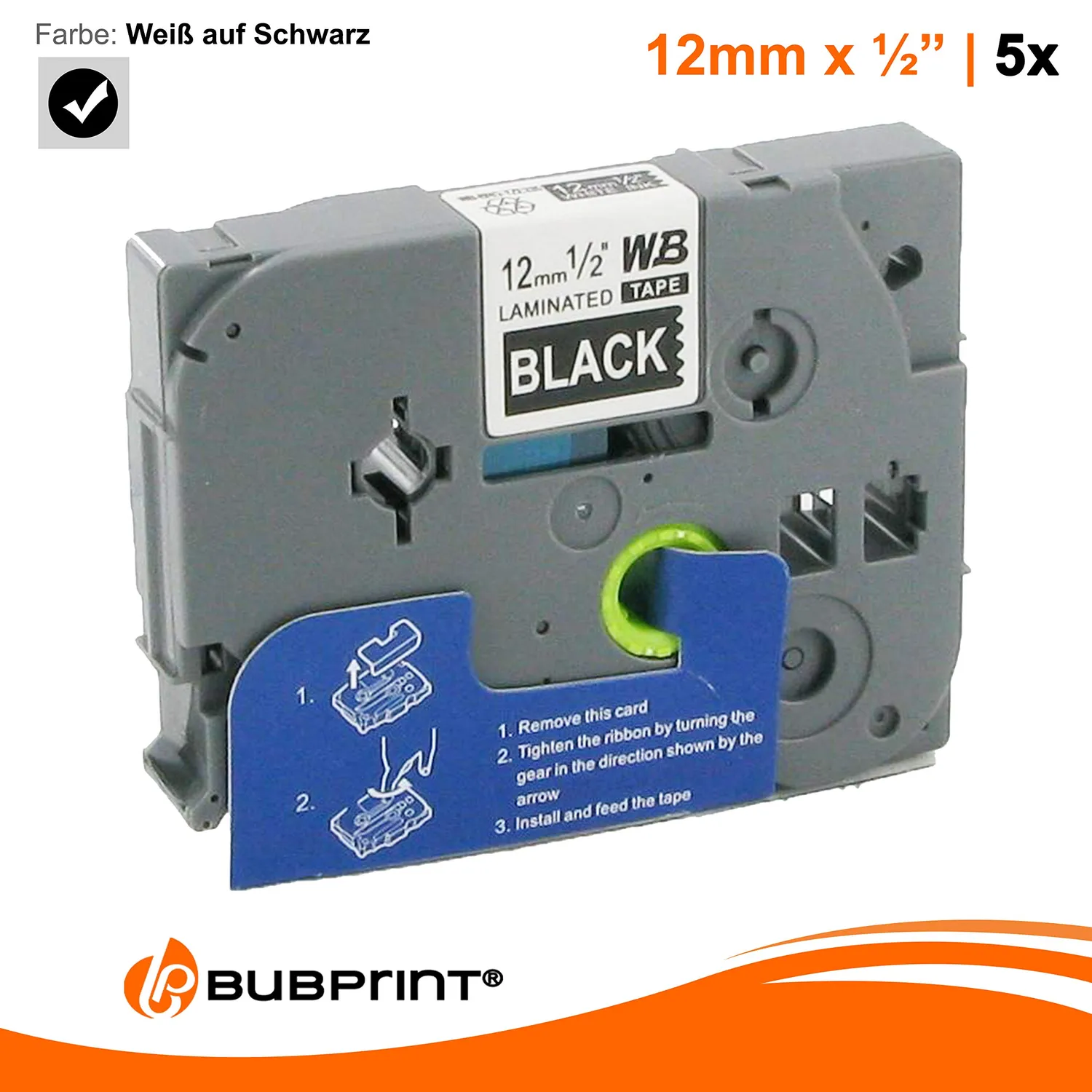 Bubprint TZE-335 Schriftband 5er Pack Weiß-Schwarz kompatibel