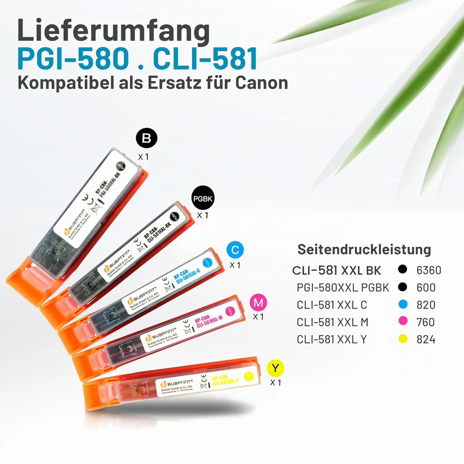 Bubprint PGI-580 CLI-581 XL Druckerpatronen kompatibel