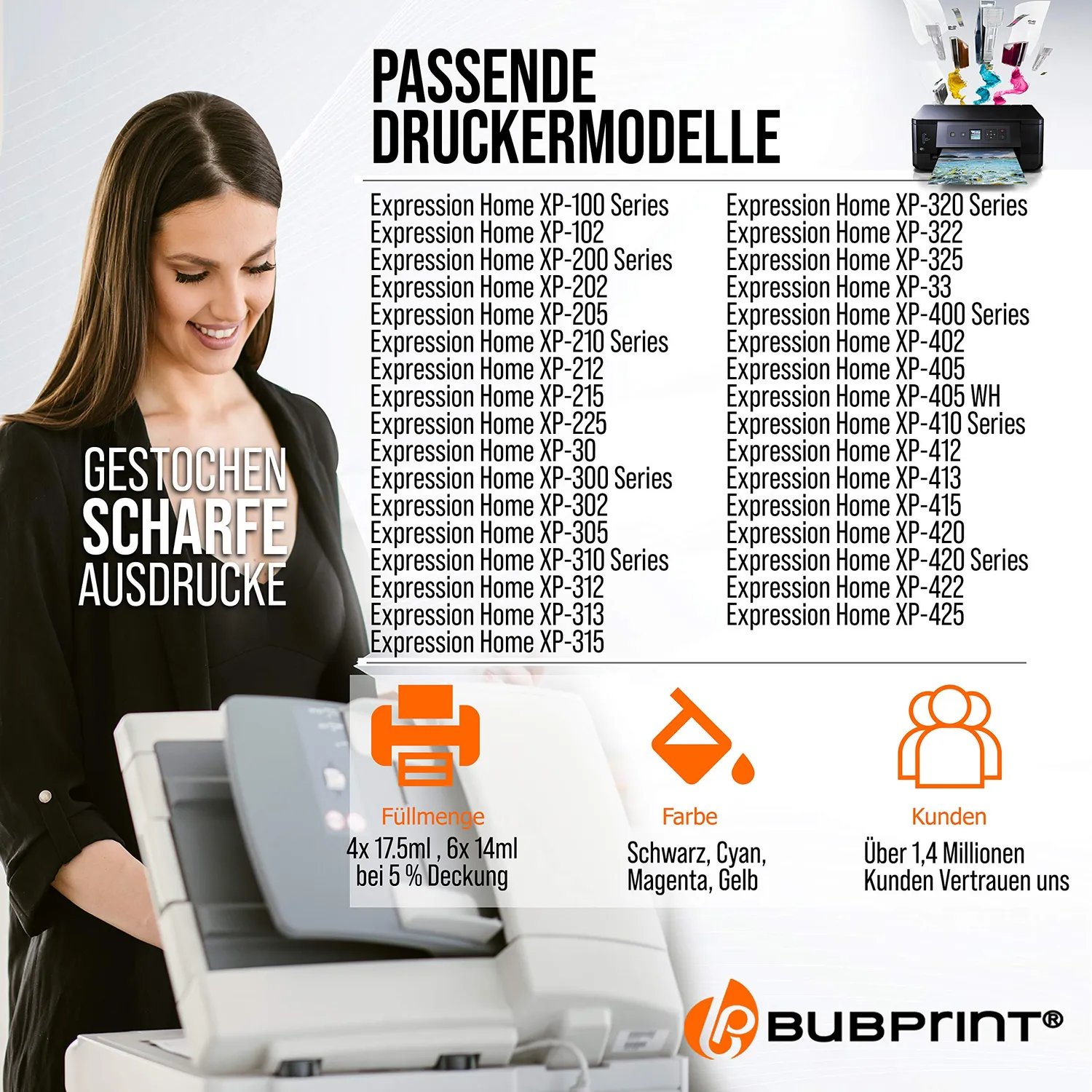 Bubprint 18XL T1811-T1814 Tintenpatronen 10er Pack
