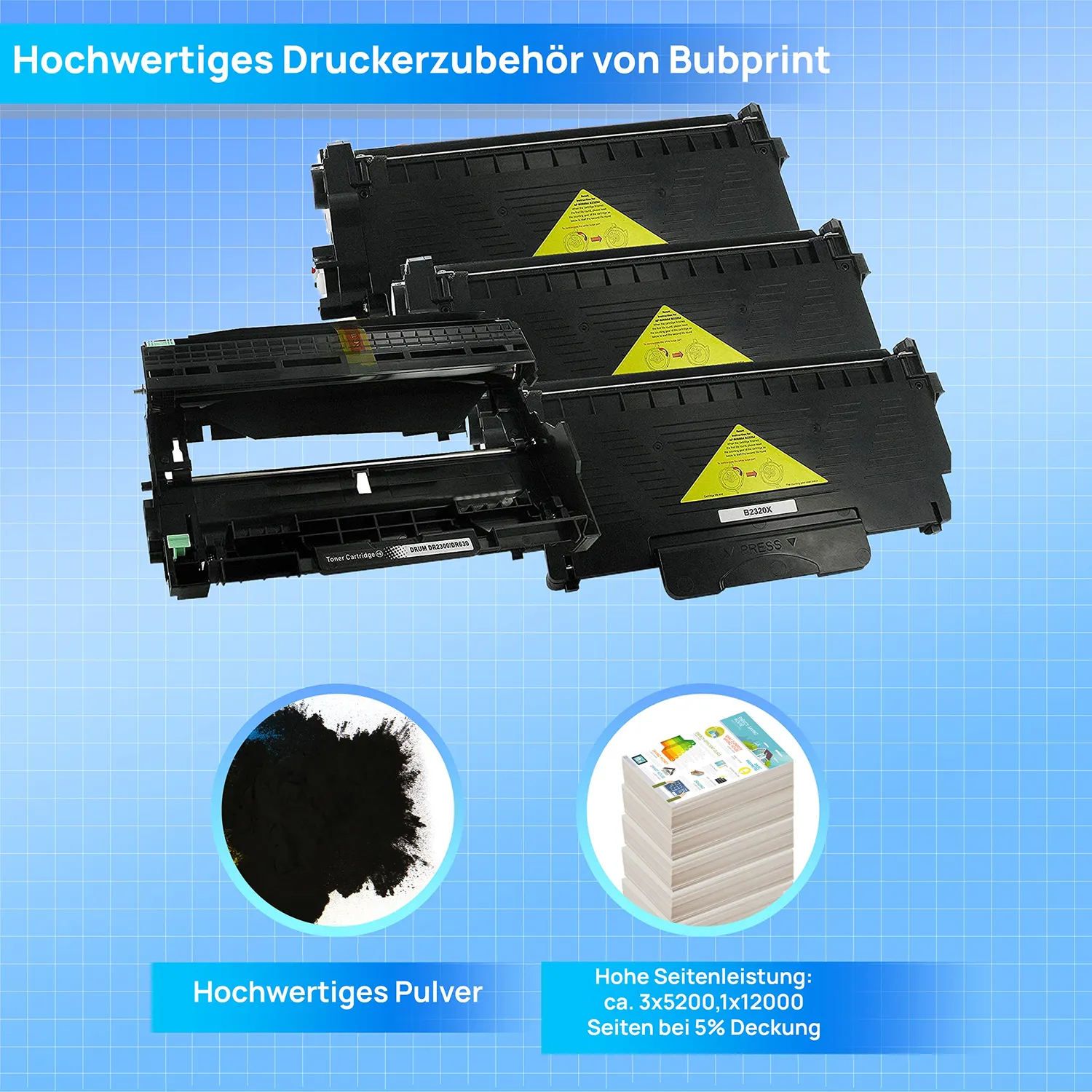 Bubprint TN-2320 DR-2300 Toner und Trommel 3 Toner 1 Trommel