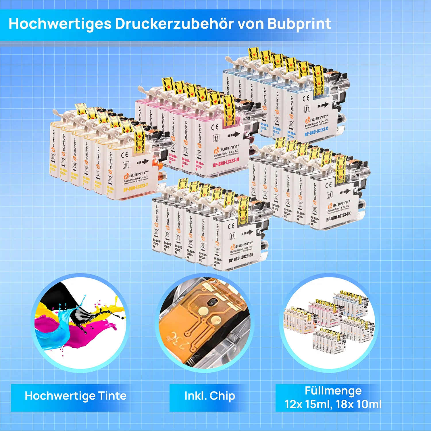 Bubprint LC-123 Druckerpatronen 30er-Pack Mehrfarbig kompatibel
