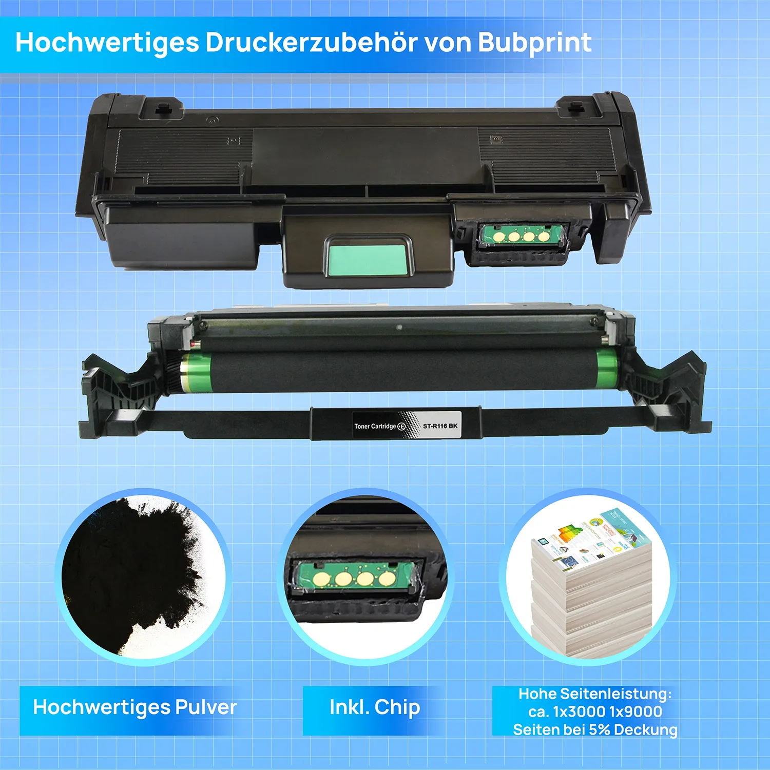 Bubprint MLT-D116L MLT-R116 Toner Trommel Set kompatibel