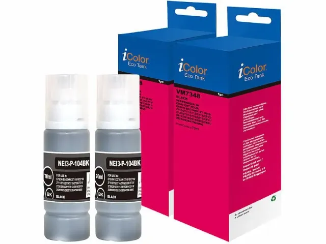 iColor C13T00P140 Nachfülltinte Schwarz 2er-Set kompatibel