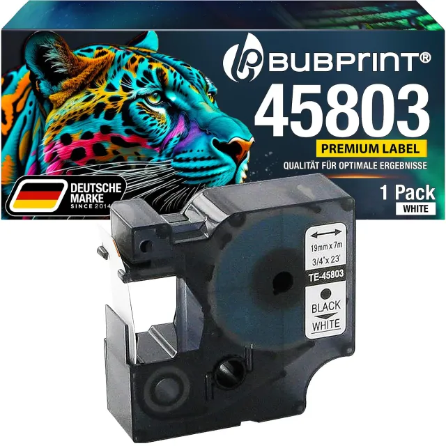 Bubprint D1 45803 Schriftband 19mm weiß kompatibel