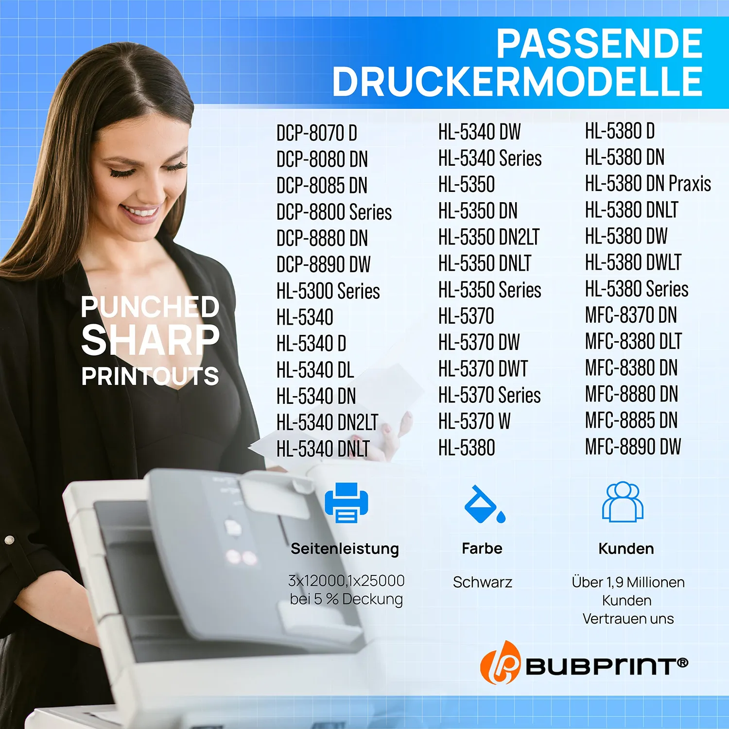 Bubprint TN-3280 DR-3200 Toner-Trommel-Set Schwarz 4-teilig