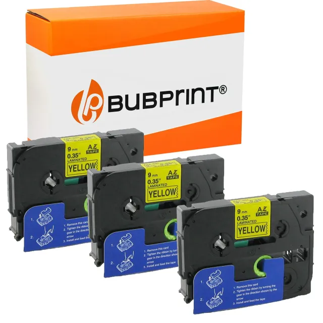 Bubprint TZE-621 Schriftband Schwarz auf Gelb kompatibel