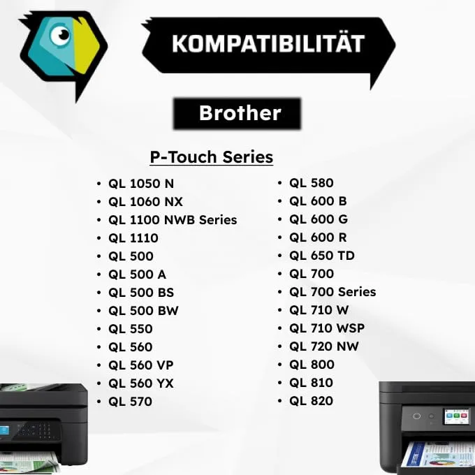Inkadoo DK-22225 Etikettenrolle Weiß für Brother P-touch