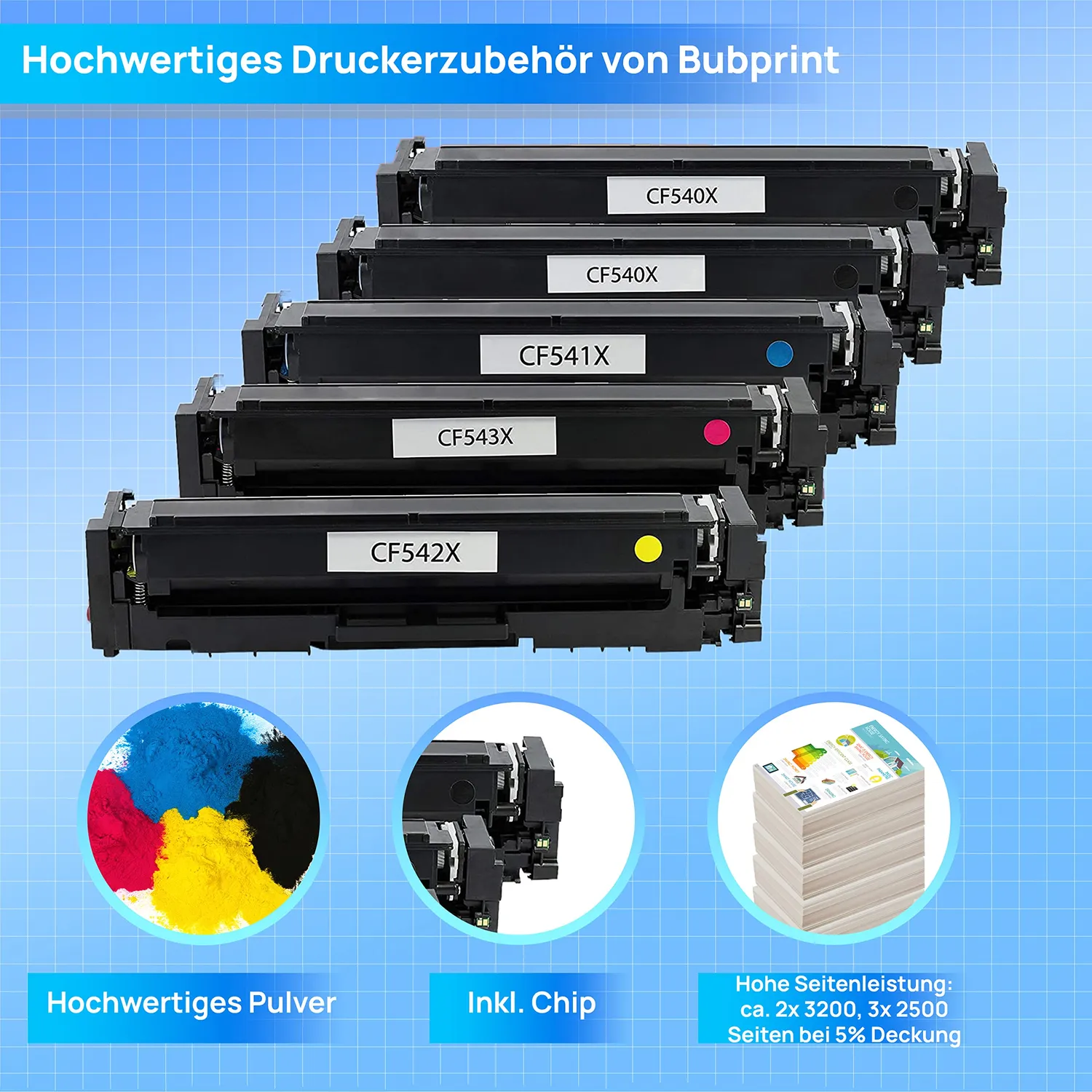 Bubprint 203X CF540X Toner 5er Multipack kompatibel