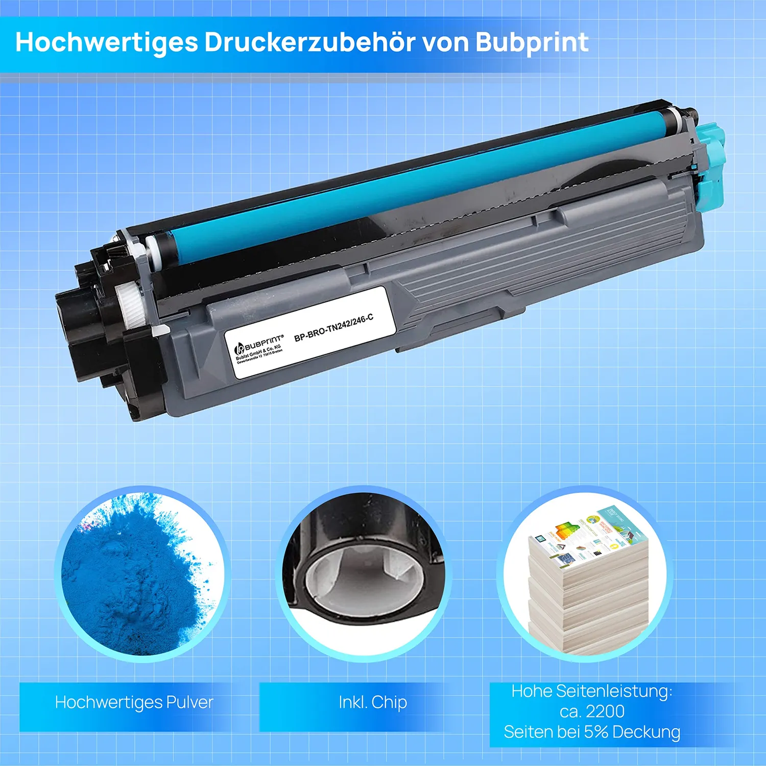 Bubprint TN-242C TN-246C Toner Cyan 2200 Seiten kompatibel