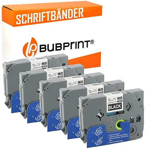Bubprint TZE-335 Schriftband 5er Pack Weiß-Schwarz kompatibel
