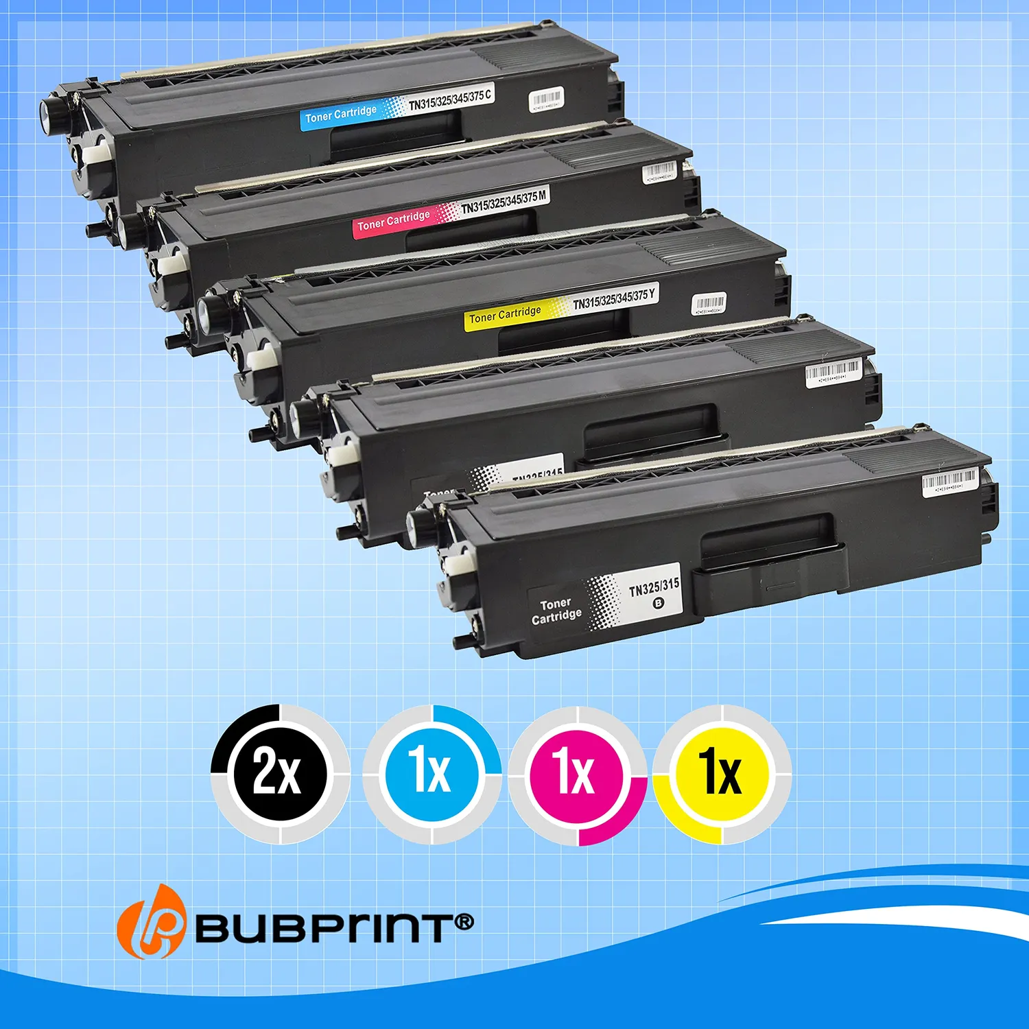 Bubprint TN-325 Toner BK/C/M/Y 5er-Pack hohe Reichweite