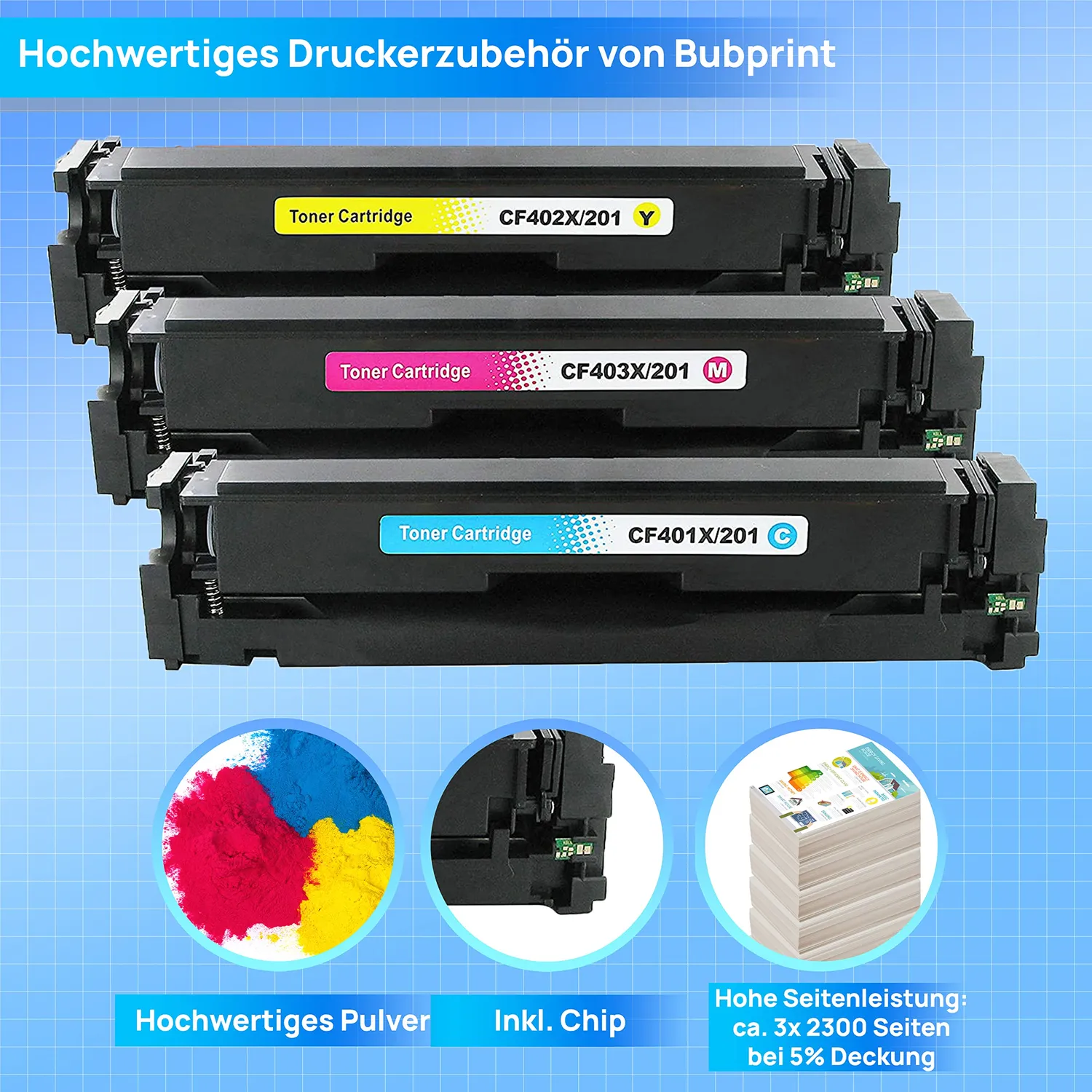 Bubprint 201X CF401X-CF403X Toner 3er Pack CMY