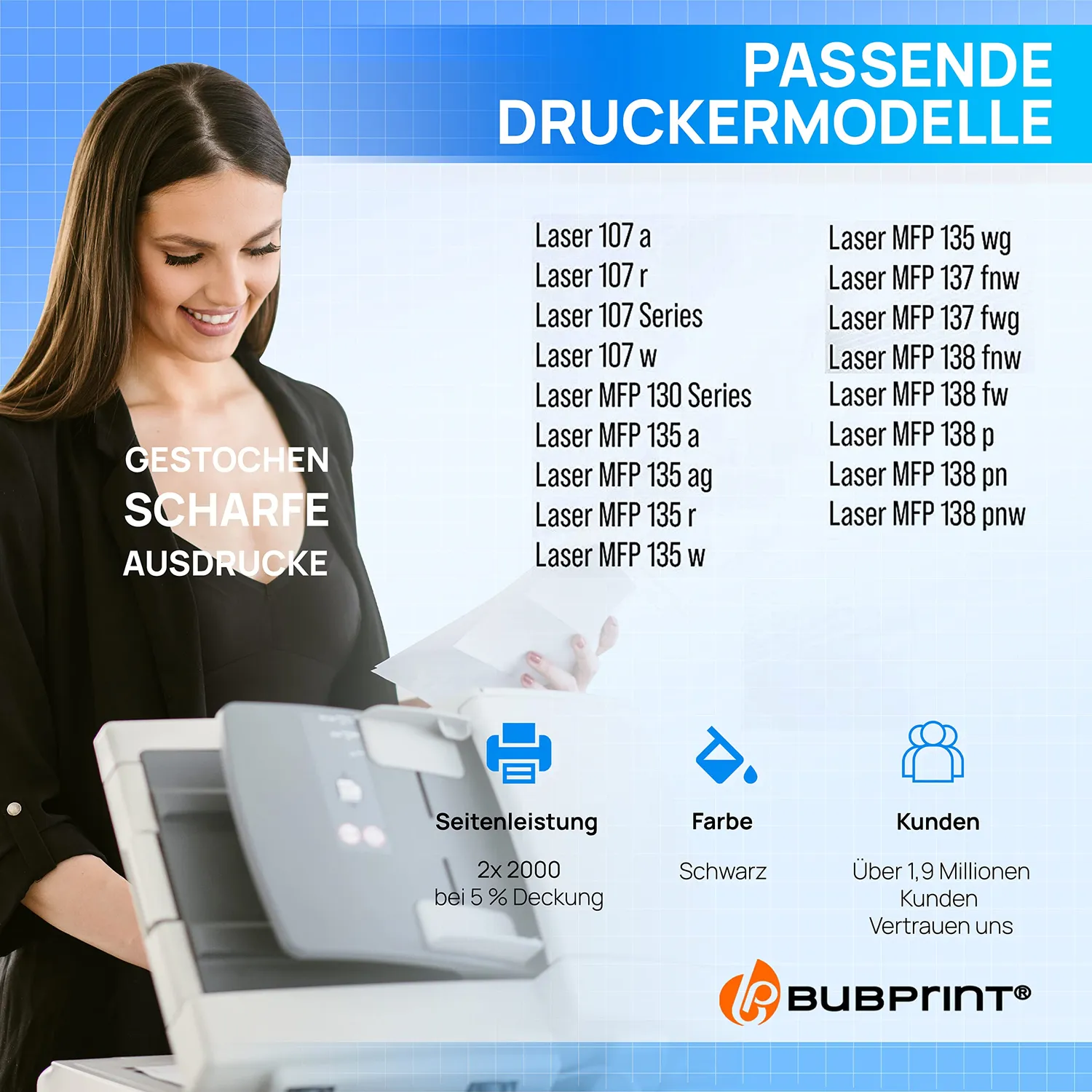 Bubprint 106A W1106A Toner Schwarz 2er Pack XXL kompatibel