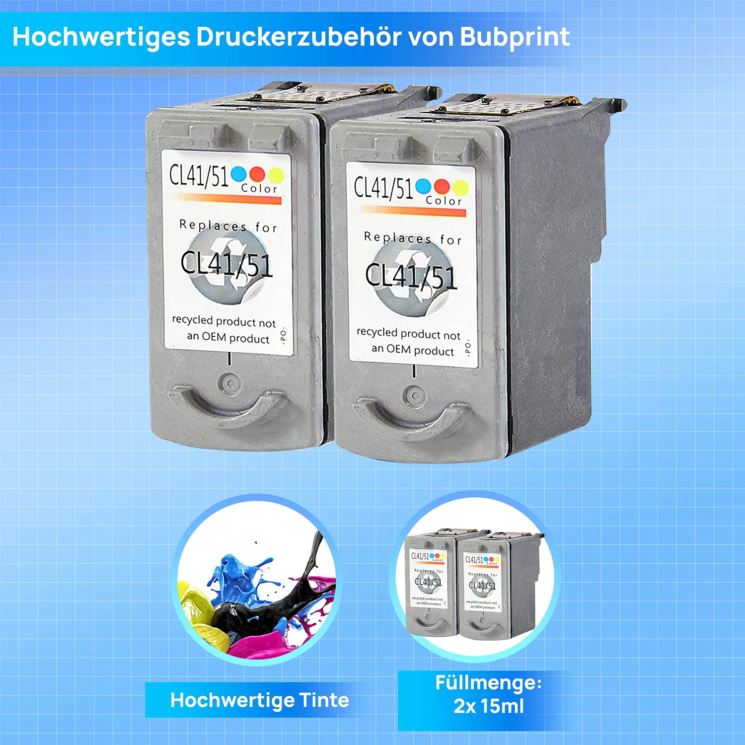 Bubprint CL-41 Druckerpatronen Color 2er Pack 15 ml